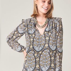 Spartina 449 Women's Blouse - Blue and Yellow Floral